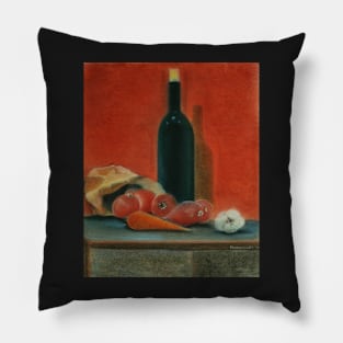 Onions, carrot,  garlic and a bottle of Wine... Pillow