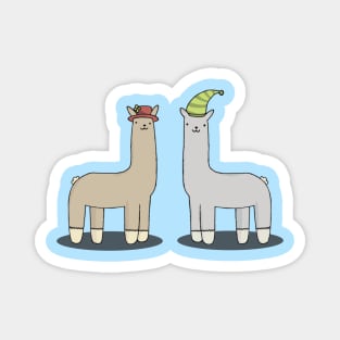 llamas with hats. Magnet