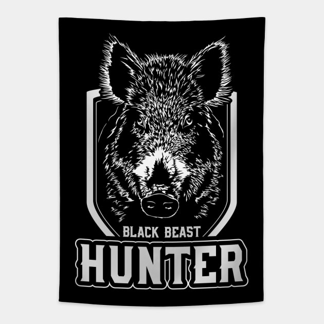 Wild Boar Hunter Animal Black Beast Tapestry by wilsigns