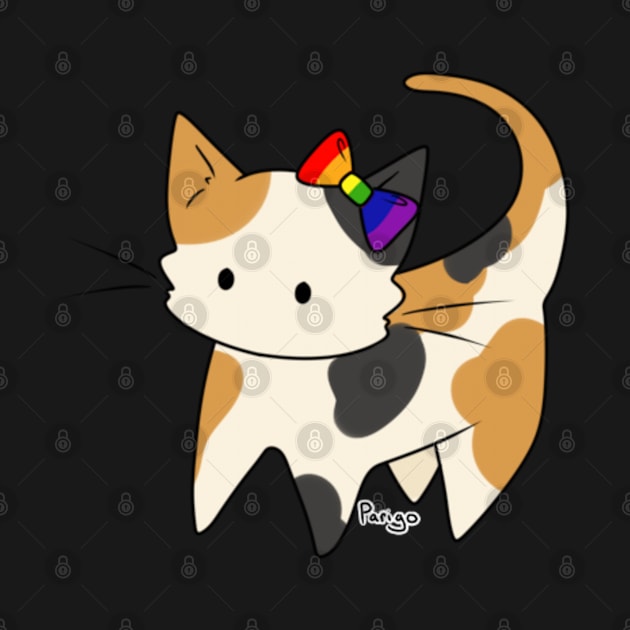 Gay Pride Calico Kitty Ear Bow by parigok