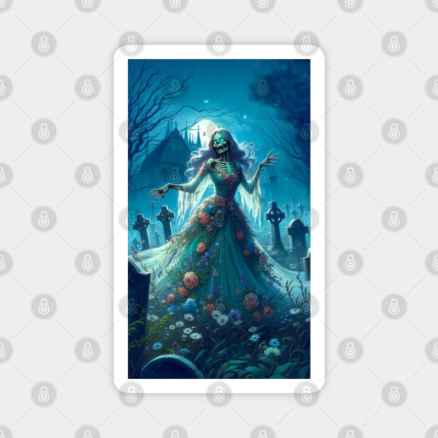 Beautiful Zombie in Graveyard Magnet by HolidayBug