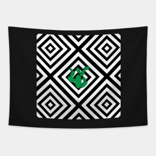 Abstract geometric pattern - black - cactus. Tapestry