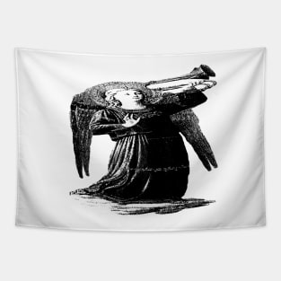 Angel with horn b&w Tapestry