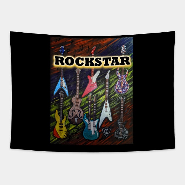 Rockstar with electric guitars Tapestry by Matt Starr Fine Art