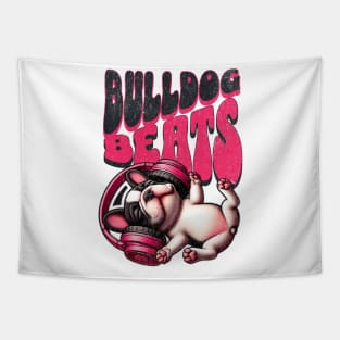 Bulldog Groove – Cool Music-Themed Canine Tee Tapestry