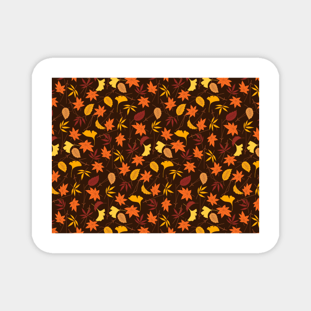 Autumn leaf design in brown colours Magnet by Montanescu