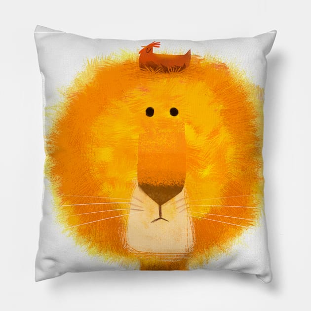 Lion and Hen Pillow by Gareth Lucas