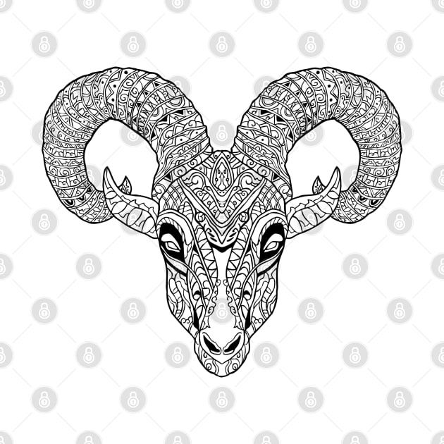 Goat Head Aztec Mexican Tribal Pattern by eijainspire