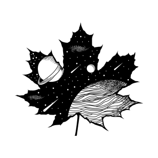 Cosmic Maple - Universe in Canadian Leaf Art T-Shirt