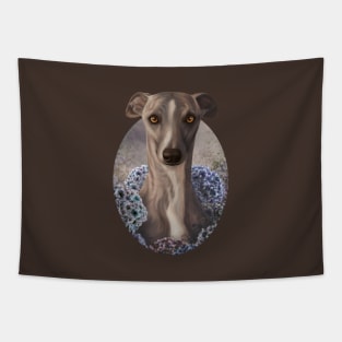 Whippet & Hydrangeas Tapestry