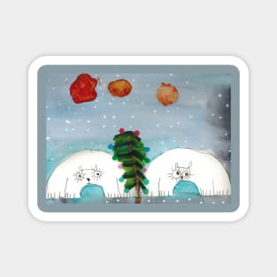 Polar Bears in the Snow Magnet