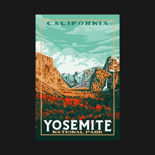 Disover Yosemite National Park - Yosemite Valley Vintage California WPA Style Poster Art - Yosemite - T-Shirt