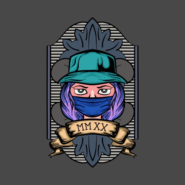 2020 bucket hat girl with face mask by Josh Diaz Villegas