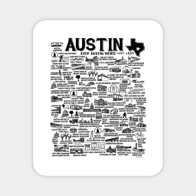 Austin Texas Map Magnet by fiberandgloss