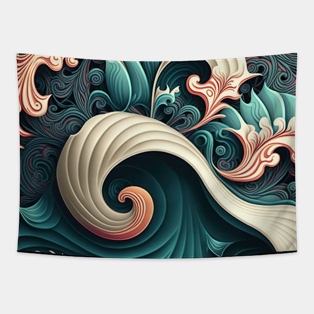 big wave abstract Tapestry by Micapox