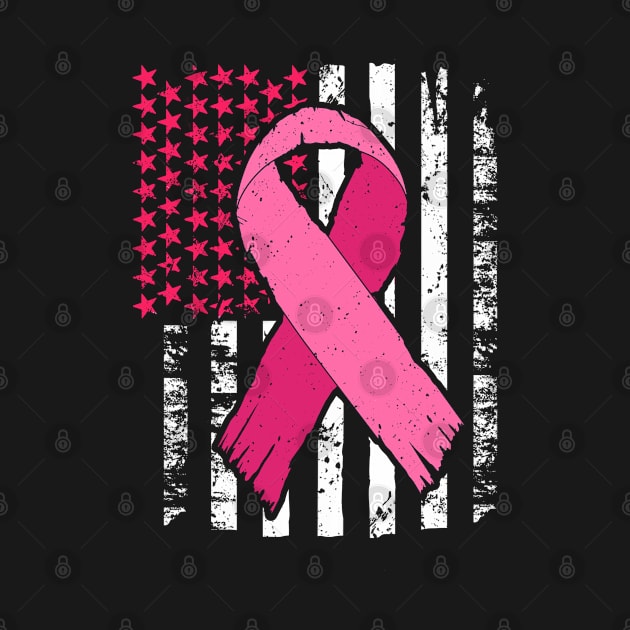 Support Breast Cancer Awareness American Flag Ribbon Product by Linco