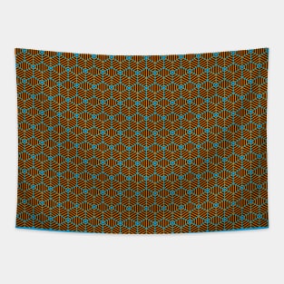 Orange and blue diamond geometric pattern design over a dark brown background. Ideal for stamps and clothes stamps Tapestry