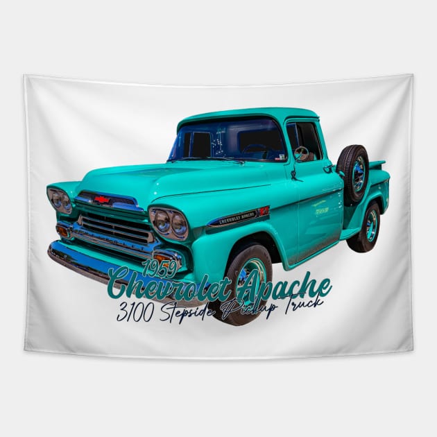 1959 Chevrolet Apache 3100 Stepside Pickup Truck Tapestry by Gestalt Imagery