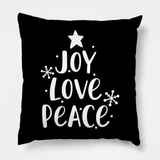 Joy Love Peace Christmas Tree Pillow