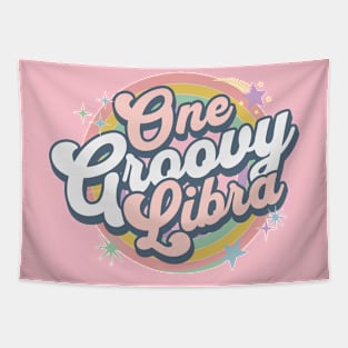 One Groovy Libra Cute retro Design in Pastel Colors Tapestry