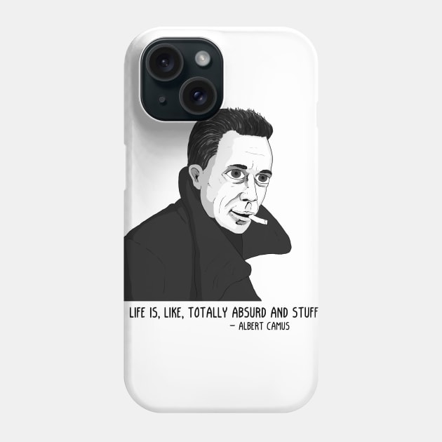 Camus BW Phone Case by ExistentialComics