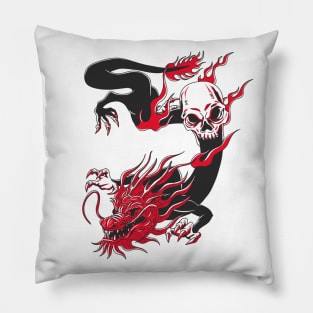 DRAGON BLACK AND RED Pillow