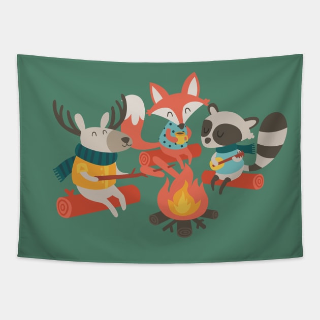 Camping animals Tapestry by melomania