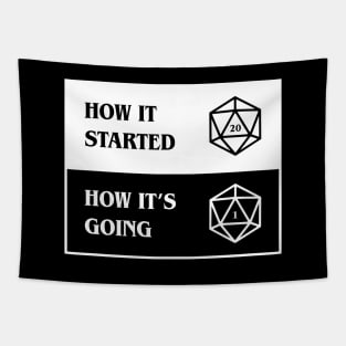 How It Started and How It's Going Funny D20 Dice Status Tapestry