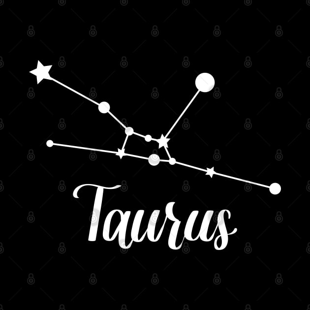 Taurus Zodiac Constellation in White by Kelly Gigi