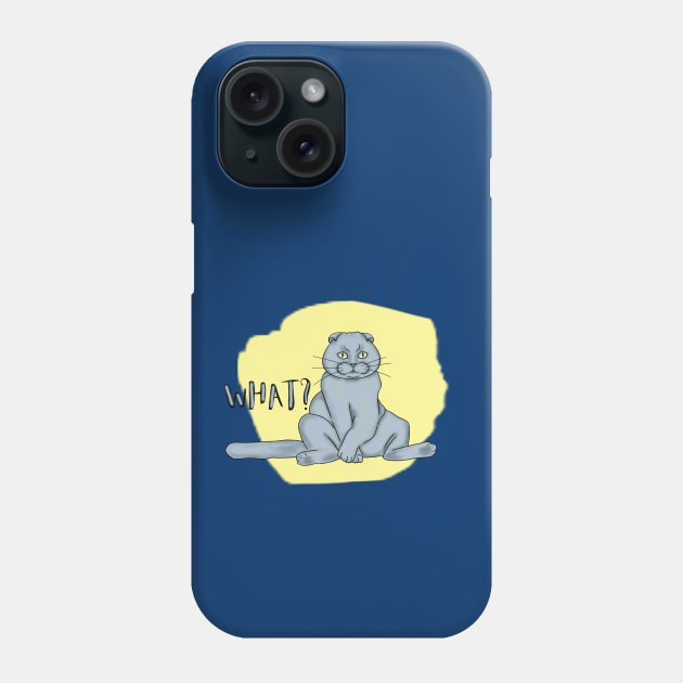 Funny scottish fold cat Phone Case by KateQR