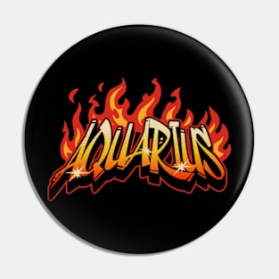 Aquarius Zodiac Retro Flames Birthday Pin