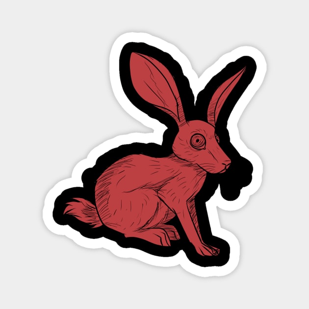 Haunted Red Hare Magnet by chronicallycrafting