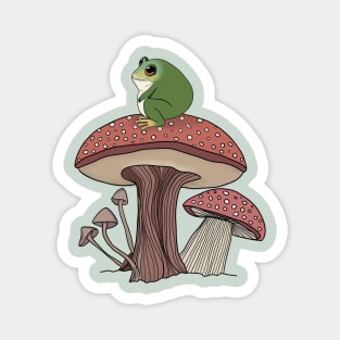 Chunky Frog Sitting on a Mushroom Magnet