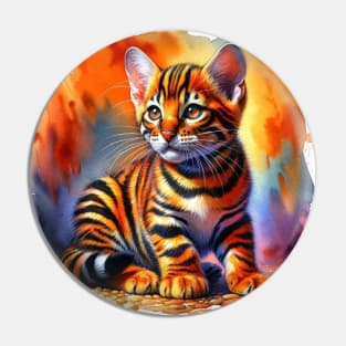 Toyger Watercolor Kitten - Cute Kitties Pin