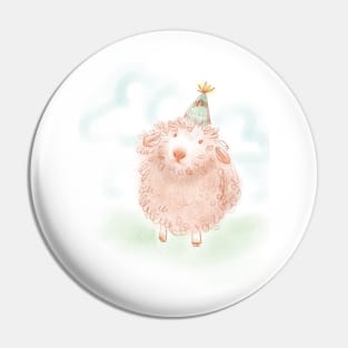 Cute Birthday Sheep Illustration / Cottagecore Kidcore Artwork Pin