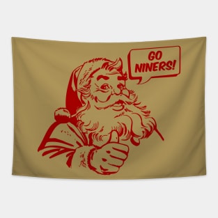 Retro Santa Claus Go Niners Tapestry