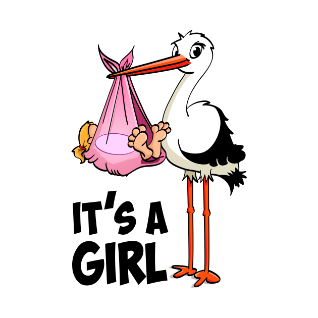 It’s a girl “The pink stork and the baby girl” by Stefs-Red-Shop