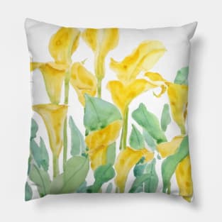 yellow call lily branch Pillow