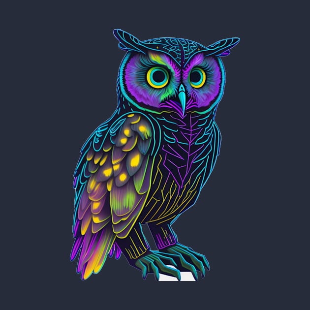 Holographic colorful  cute owl by halazidan