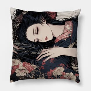 Geisha and Dragon 7909 Pillow