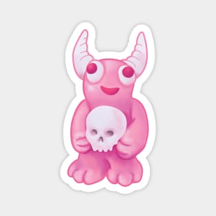 Pink Demon Skull Creepy Cute Horror Art Magnet