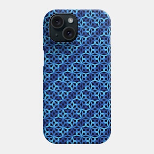 Geometric Flower Petal Pattern (Blue Shades) Phone Case
