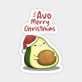 Cute Avo Merry Christmas Avocado in Santa Hat Magnet