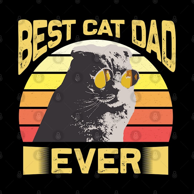 Best Cat Dad Ever Vintage Retro Sunset by bakmed