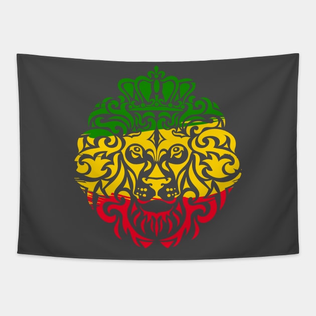 Lion of Judah, Rasta, King, Ethiopia flag Tapestry by alzo