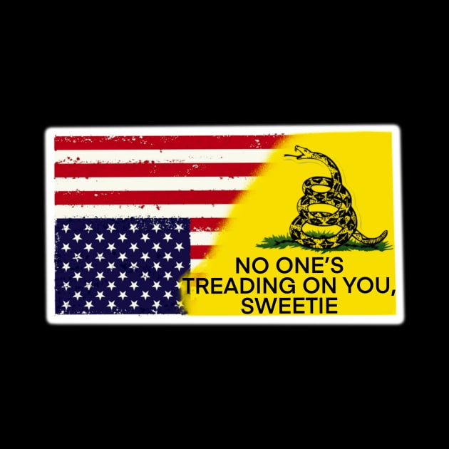 No One’s Treading On You Sweetie Gadsden Flag Upside Down American Flag by Bite Back Sticker Co.