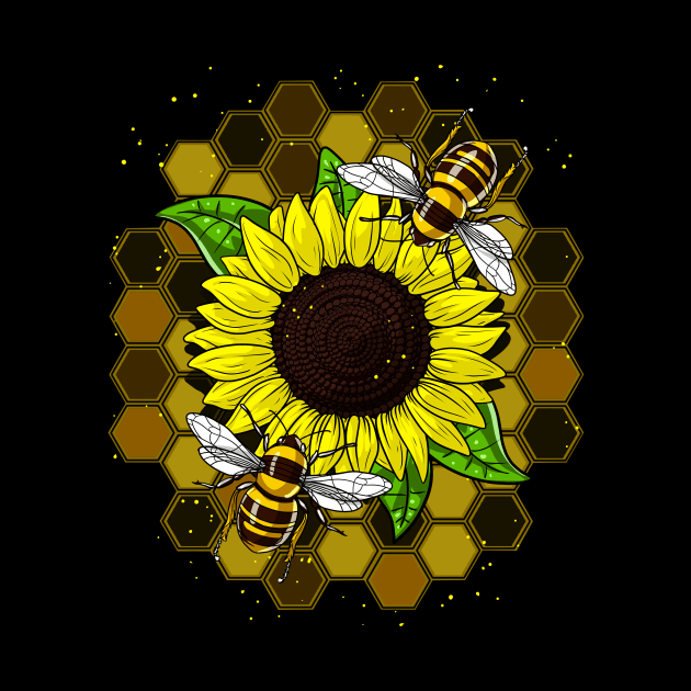 Sunflower Hippie Bees by underheaven