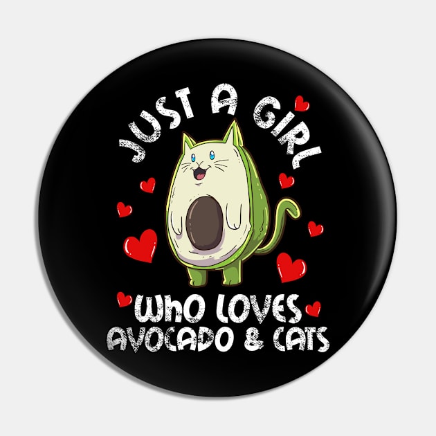 Just A Girl Who Loves Avocado & Cats Kawaii Pin by KAWAIITEE