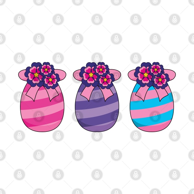 Easter Eggs with Flowers and Ribbon by BirdAtWork