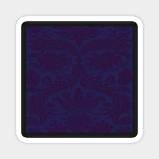 Violet on Navy Royal Medieval Damask Scrolls Magnet